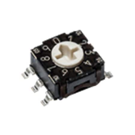 C&K Components Rotary Switch, 4 Positions, Sp4T, Latched, 0.1A, 30Vdc, Solder Terminal, Flush, Screwdriver Slot RTE0400N04